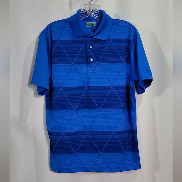 Hogan Other - Ben Hogan Men's Royal Blue Striped Latice 3 Button Short Sleeve Polo Shirt Small